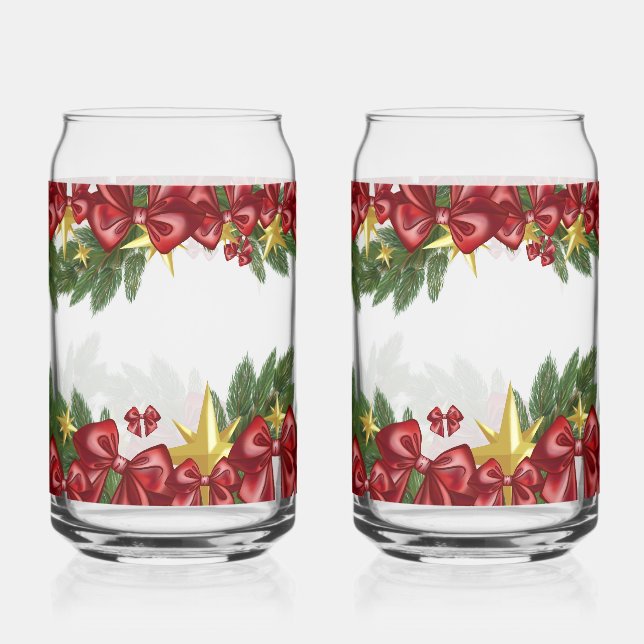 Vaso Con Forma De Lata Christmas Garland with Red Bows & Stars (Anverso)