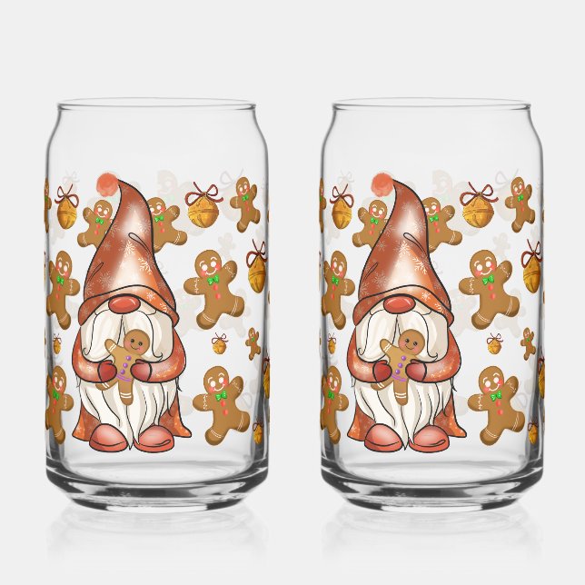 Vaso Con Forma De Lata Christmas Gnome Holding Gingerbread Men | Festive (Izquierda)