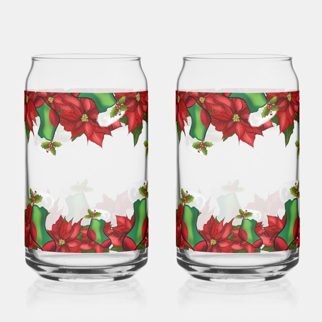 Vaso Con Forma De Lata Christmas Poinsettia & Stockings | Festive Holiday (Anverso)