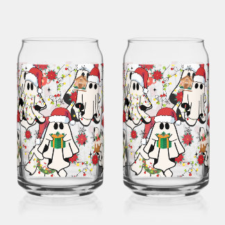 Vaso Con Forma De Lata Christmas Santa Ghost Glass Cups