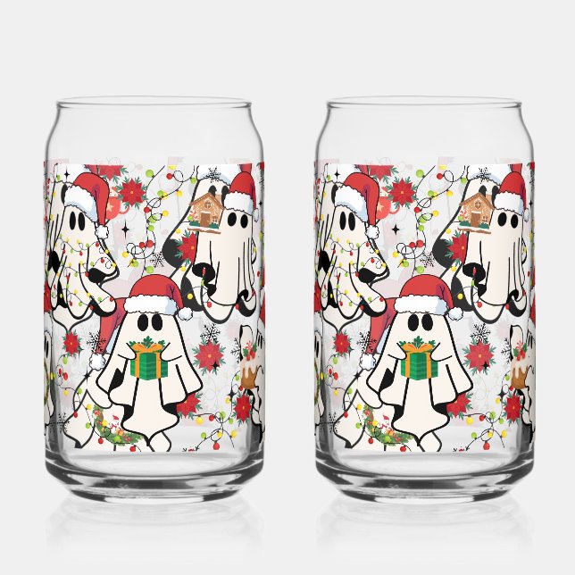 Vaso Con Forma De Lata Christmas Santa Ghost Glass Cups (Anverso)