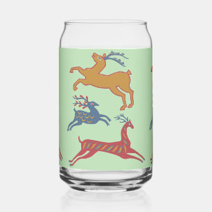 Vaso Con Forma De Lata Ciervo de Arte Popular Americano Vintage en Color