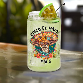 Vaso Con Forma De Lata Cinco de Mayo Chihuahua con Sombrero y Serape