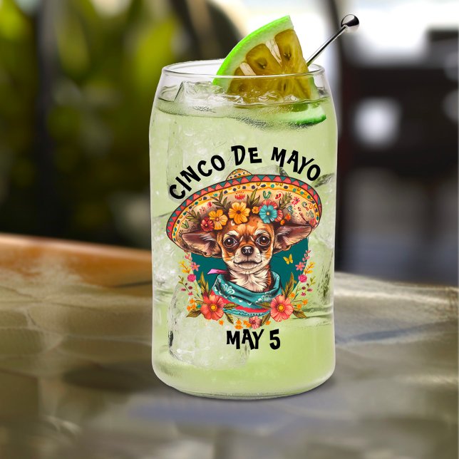 Vaso Con Forma De Lata Cinco de Mayo Chihuahua con Sombrero y Serape (Subido por el creador)