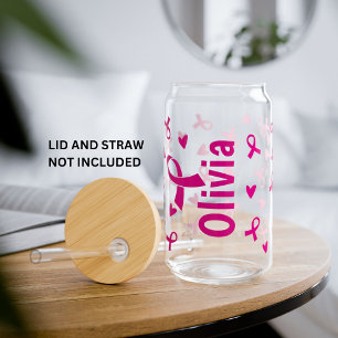 Vaso Con Forma De Lata Cinta rosada personalizada de sensibilización sobr