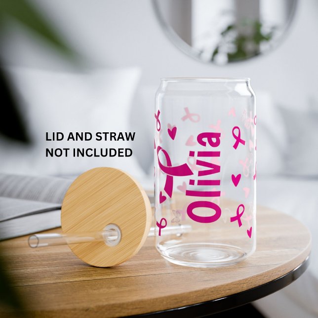 Vaso Con Forma De Lata Cinta rosada personalizada de sensibilización sobr (Subido por el creador)