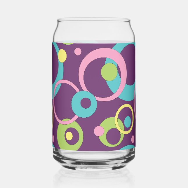 Vaso Con Forma De Lata Círculos Morados Funky (Anverso)