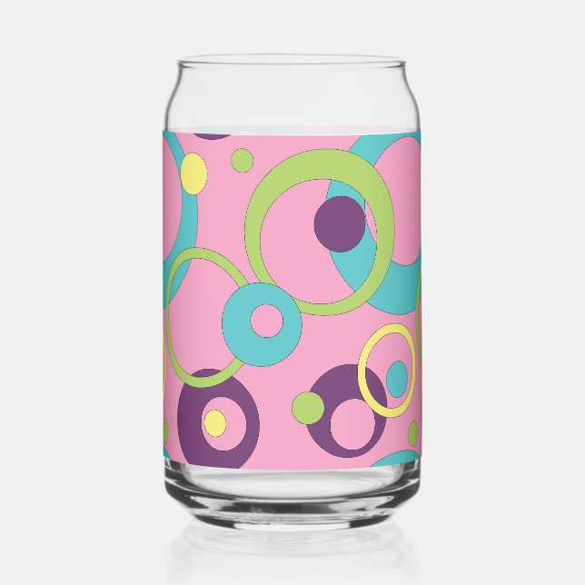 Vaso Con Forma De Lata Círculos Rosas Divertidos (Anverso)
