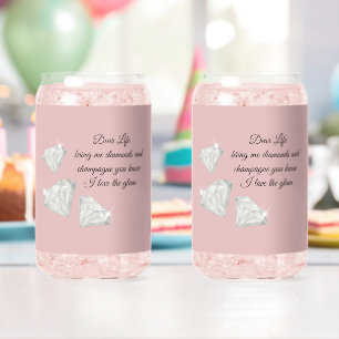 Vaso Con Forma De Lata Cita de Diamantes y Champán – Edición Querida Vida