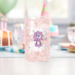 Vaso Con Forma De Lata Cita de dibujos animados de girasol retro rosa