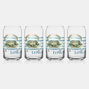VASO CON FORMA DE LATA CIUDAD DE PLAYA COSTERA, ARTE DE COLOR ACUÁTICO