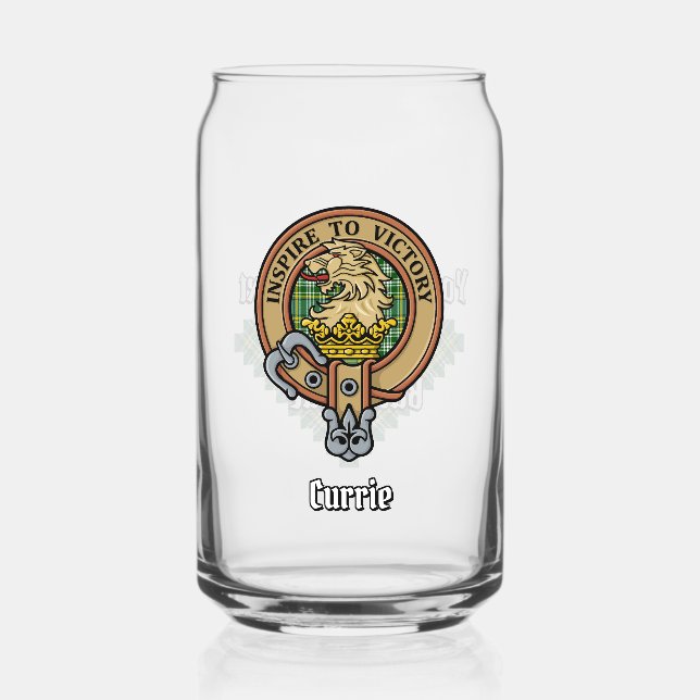 Vaso Con Forma De Lata Clan Currie Lion Escudo sobre Tartán (Anverso)