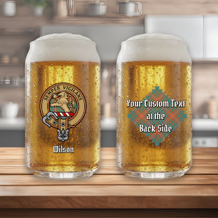 Vaso Con Forma De Lata Clan Wilson Escudo sobre el antiguo Tartán
