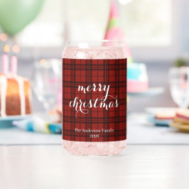 Vaso Con Forma De Lata Classic Plaid Merry Christmas Festive - 