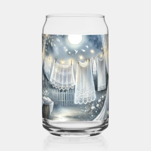 Vaso Con Forma De Lata Colada de ropa bajo la luz de la luna Cottagecore