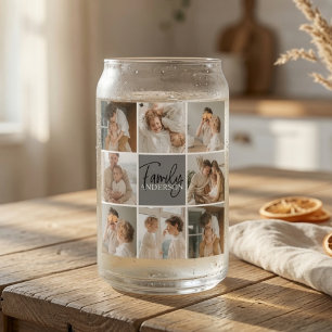 Vaso Con Forma De Lata Collage de fotos familiar y regalo gris personaliz