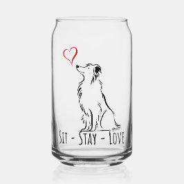 Vaso Con Forma De Lata Collie de borde Sit-Stay-Love