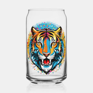 Vaso Con Forma De Lata Colores de arcoíris de cabeza de tigre pintan manc