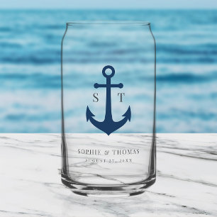 Vaso Con Forma De Lata Colores Personalizados Monograma Ancla Boda