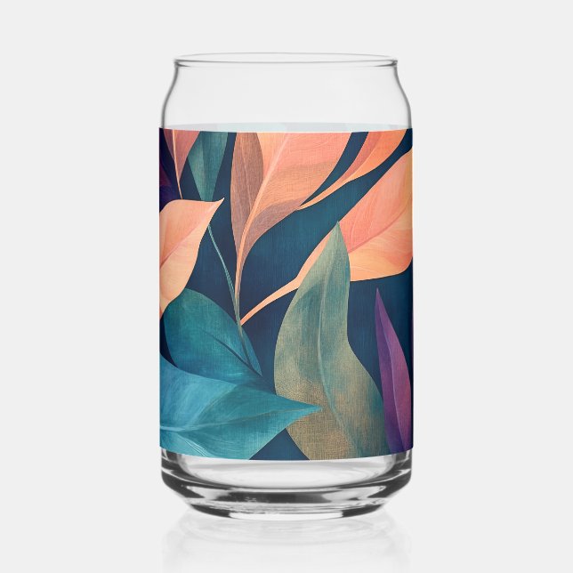 Vaso Con Forma De Lata Colorful Abstract Leaves (Izquierda)