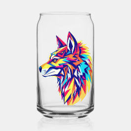 Vaso Con Forma De Lata Colorful Geometric Wolf Drinkware Set