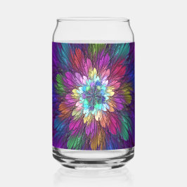 Vaso Con Forma De Lata Colorful Psychedelic Flower Abstract Fractal Art