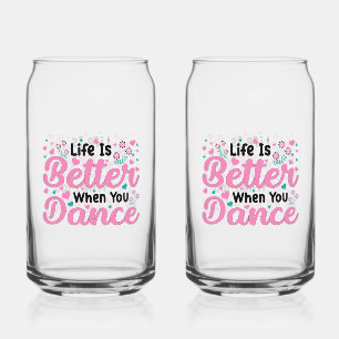 Vaso Con Forma De Lata Colorido gráfico de "La vida es mejor cuando baila