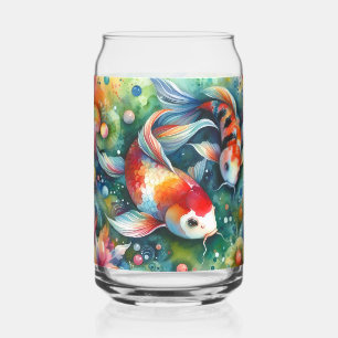 Vaso Con Forma De Lata Colorido Koi Fish Whimsical Watercolor Naranja Ver