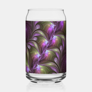 Vaso Con Forma De Lata Colorido Resumen Violeta Púrpura Khaki Arte Fracta