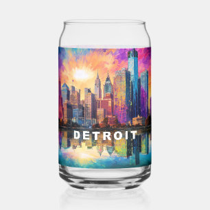 Vaso Con Forma De Lata Colorido Skyline de Detroit