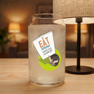 Vaso Con Forma De Lata Coma, bebe y sé feliz. Letrero de piquete de erizo