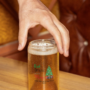 Vaso Con Forma De Lata Comer, Beber y estar Alegre