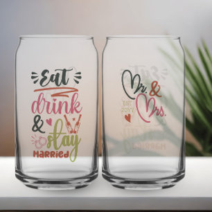 Vaso Con Forma De Lata Comer Beber y Seguir Casados Aniversario de Sr y S