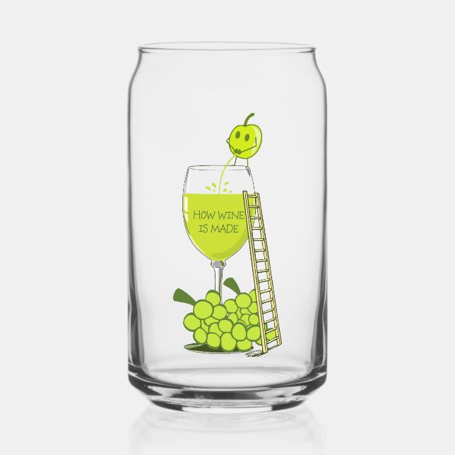 Vaso Con Forma De Lata Cómo el vino se vuelve gracioso Ilustracion verde (Anverso)