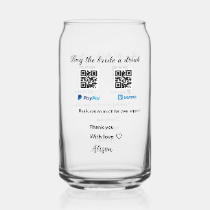 Vaso Con Forma De Lata Compra a la novia una donación de bebidas QR Venmo