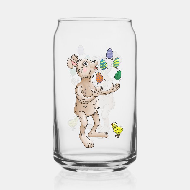 Vaso Con Forma De Lata Conejo de Pascua haciendo malabares (Anverso)