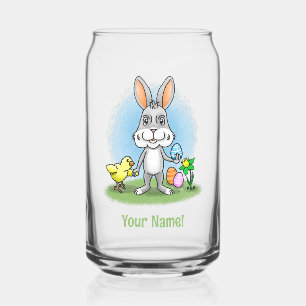 Vaso Con Forma De Lata Conejo de Pascua y la gallina