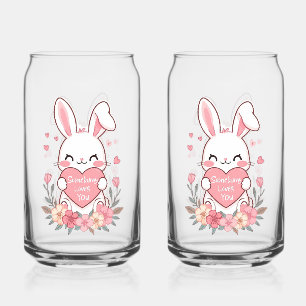 Vaso Con Forma De Lata Conejo dulce y flores