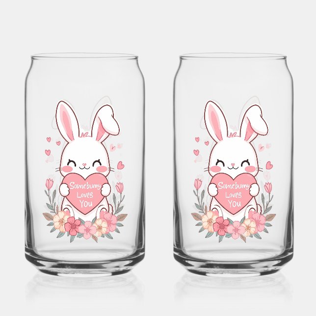 Vaso Con Forma De Lata Conejo dulce y flores (Anverso)
