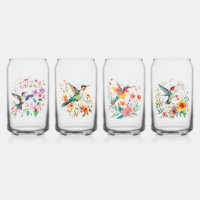 Conjunto De Cuatro Hummingbirds Floral Wreath