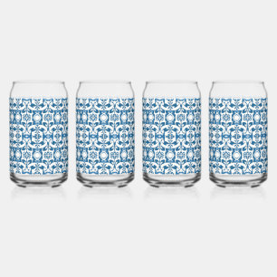 Vaso Con Forma De Lata Conjunto de vidrio de 4 piezas   Blues bohemios