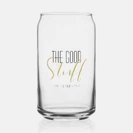 Vaso Con Forma De Lata Cool Modern Elegant Good Stuff Gold Black Name