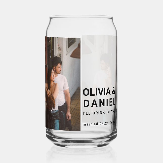 Vaso Con Forma De Lata Copas de Boda fotográfico (Anverso)