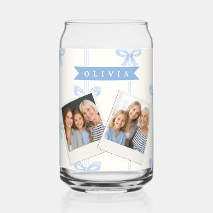 Vaso Con Forma De Lata Coqueta de lazo azul personalizado estético de nom