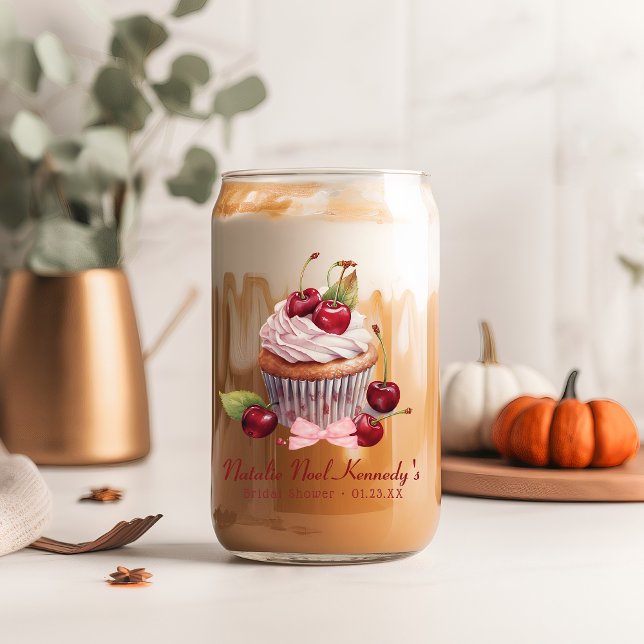 Vaso Con Forma De Lata Coquette Aesthetic Pink Bow Cherry personalizado (Subido por el creador)