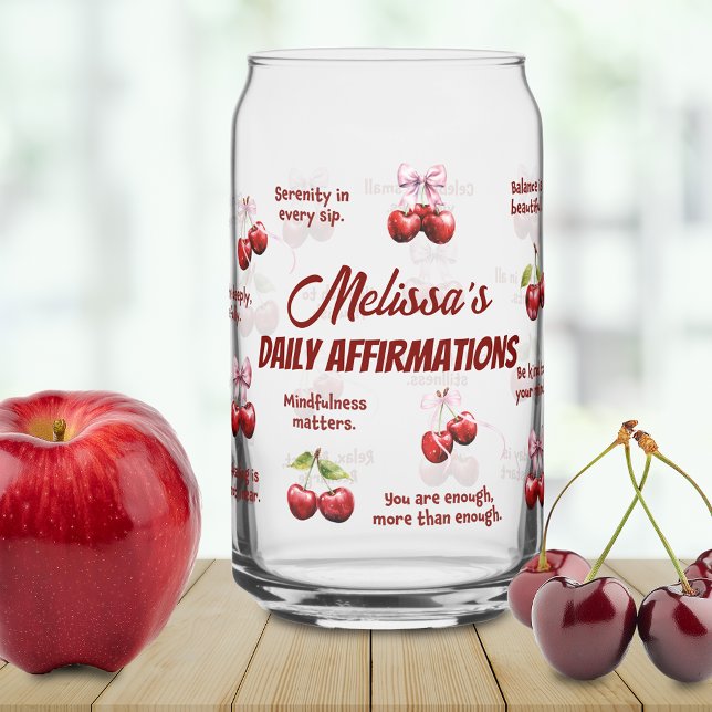 Vaso Con Forma De Lata Coquette Cherry Daily Affirmation (Subido por el creador)