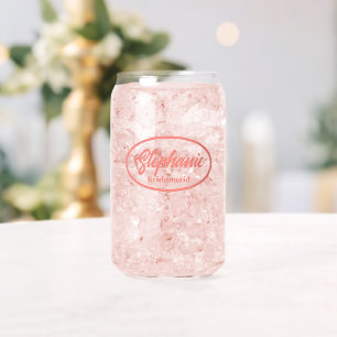 Vaso Con Forma De Lata Coral Estilizado Nombre Boda Bridesmaid Glass