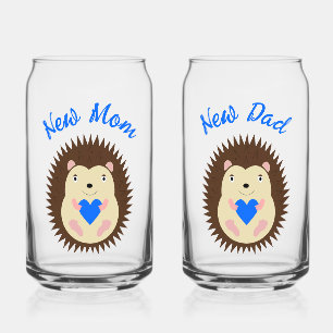 Vaso Con Forma De Lata Corazón Azul Niño Erizo Nuevos Padres
