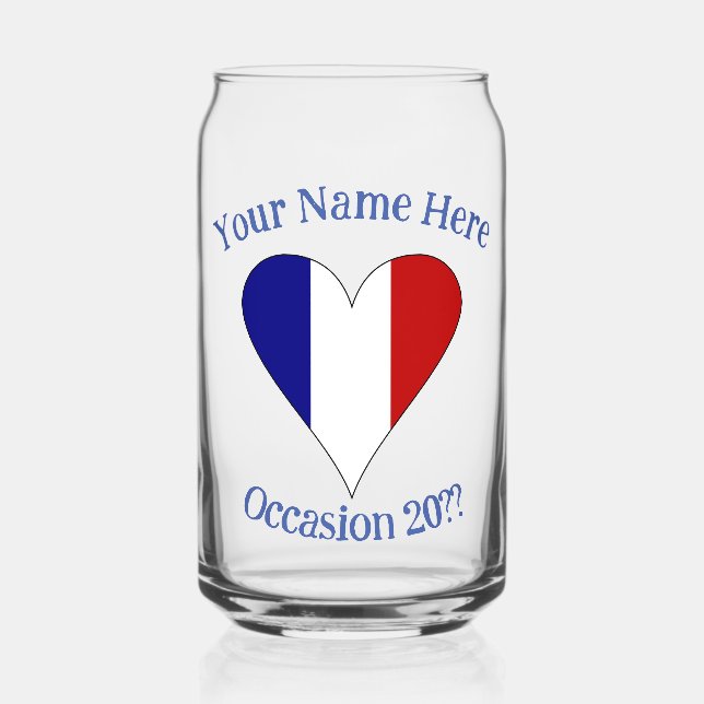 Vaso Con Forma De Lata Corazón de bandera francesa personalizado (Anverso)
