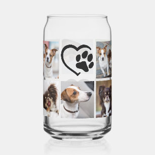Vaso Con Forma De Lata Corazón de huella de Collage de fotos de perro sim